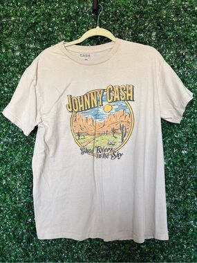 Johnny Cash Beige Short Sleeve Graphic Tee - Desert Riders Design